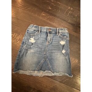 Abercrombie Kids Girls Denim Skirt Light Wash Distressed Adjustable Waist 9/10‎